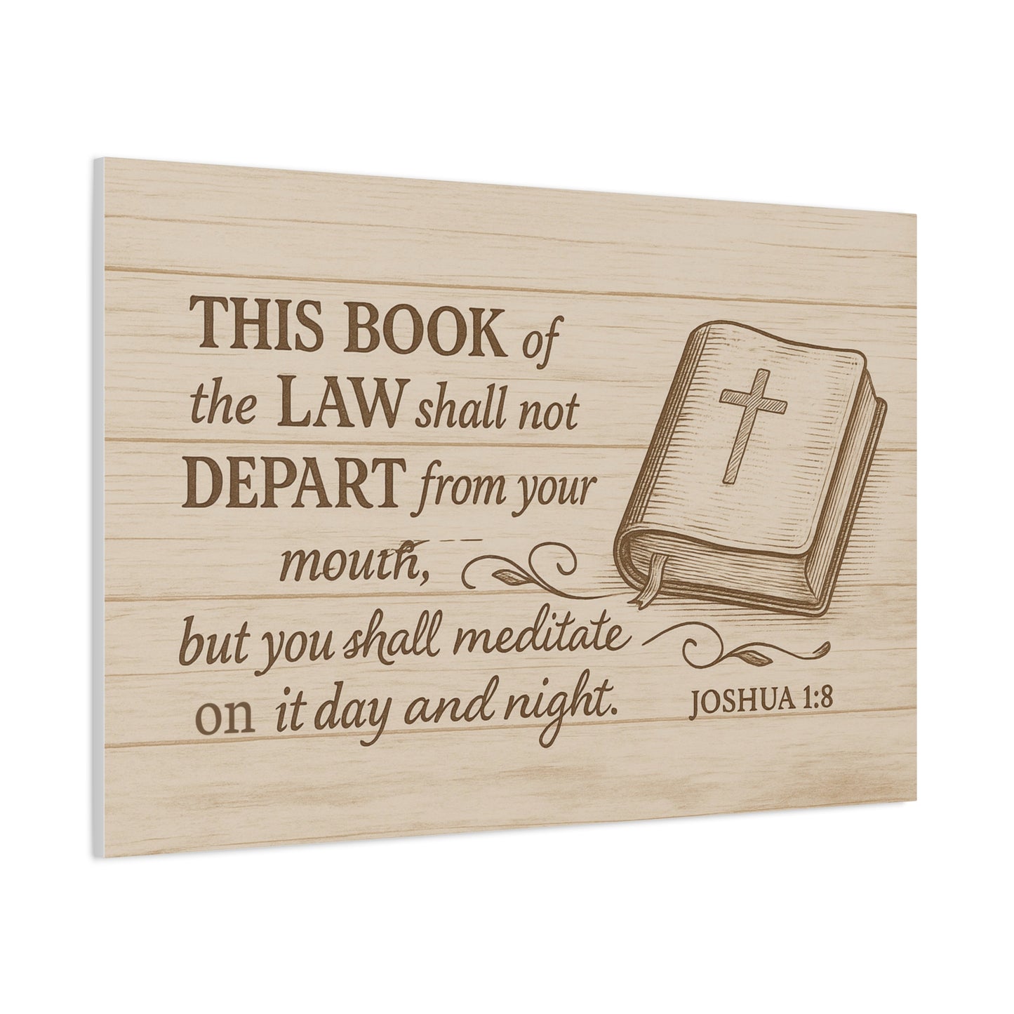 Joshua 1:8 Christian Canvas Wall Art – Bible Verse Wall Decor for Home, Office, or Church