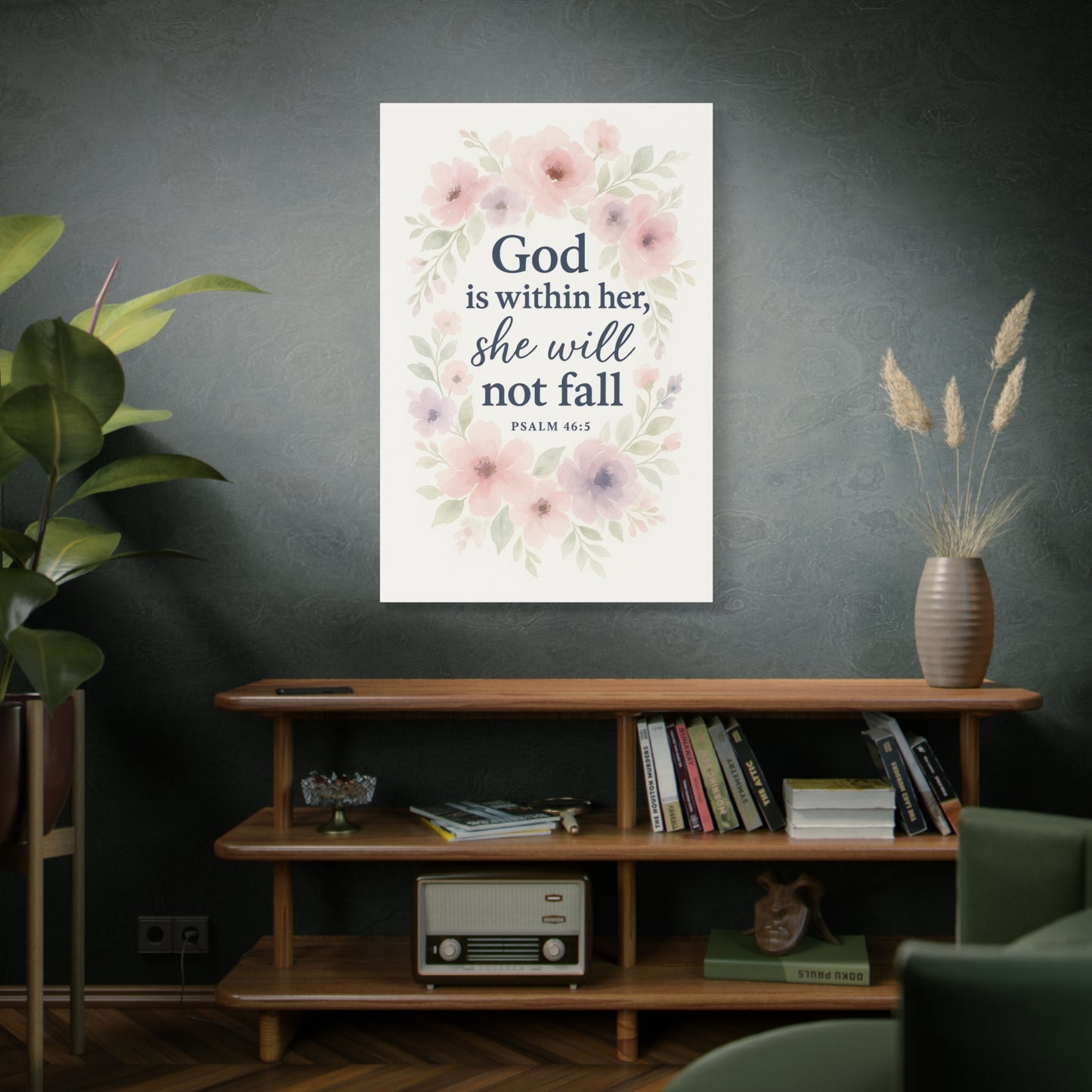 Psalm 46:5 Wall Art – God Is Within Her Christian Canvas Print
