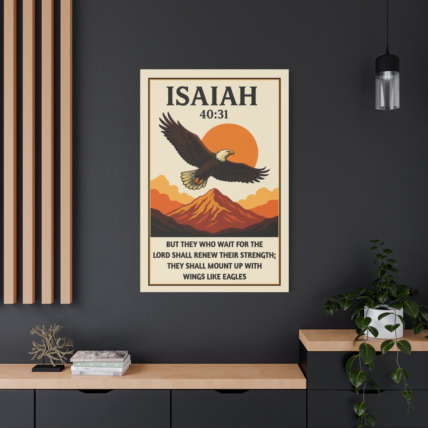 Isaiah 40:31 Canvas Wall Art – Renew Your Strength with Eagle Bible Verse Print
