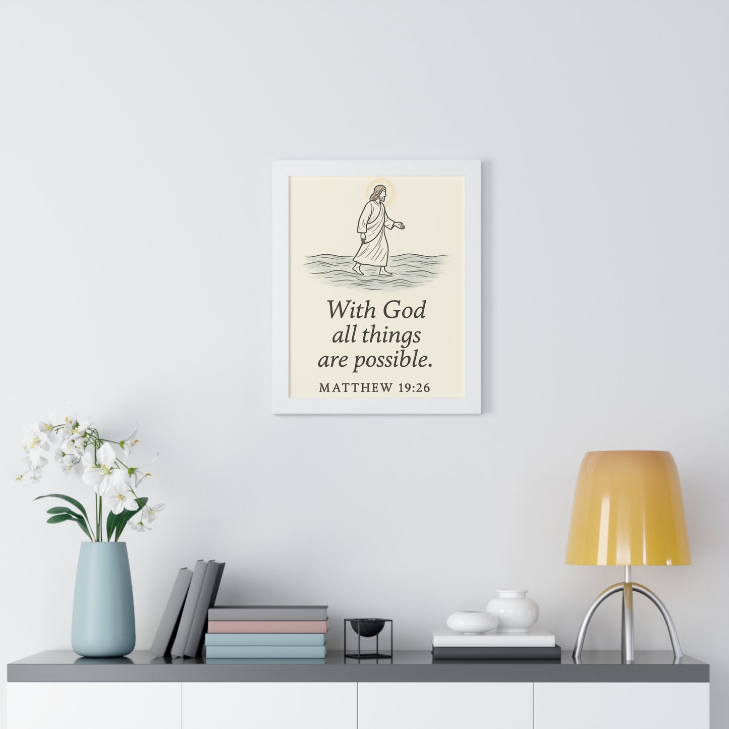 With God All Things Are Possible Matthew 19:26 Framed Vertical Poster