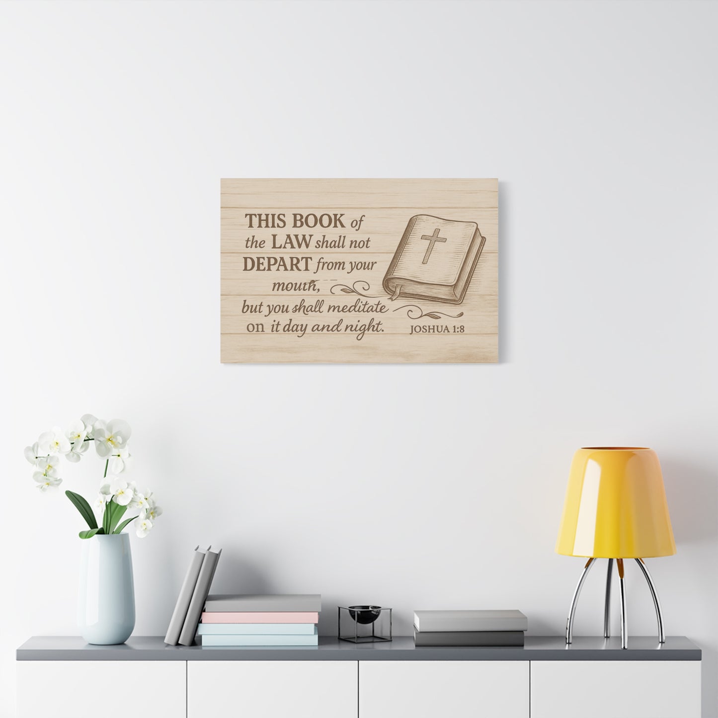 Joshua 1:8 Christian Canvas Wall Art – Bible Verse Wall Decor for Home, Office, or Church