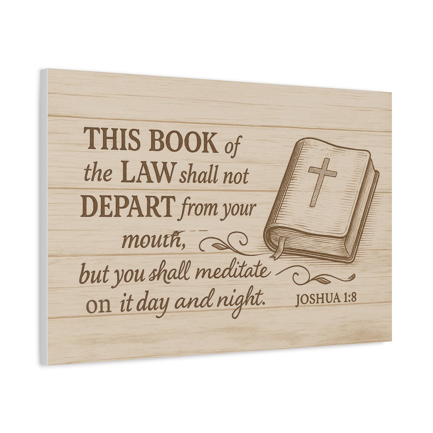 Joshua 1:8 Christian Canvas Wall Art – Bible Verse Wall Decor for Home, Office, or Church