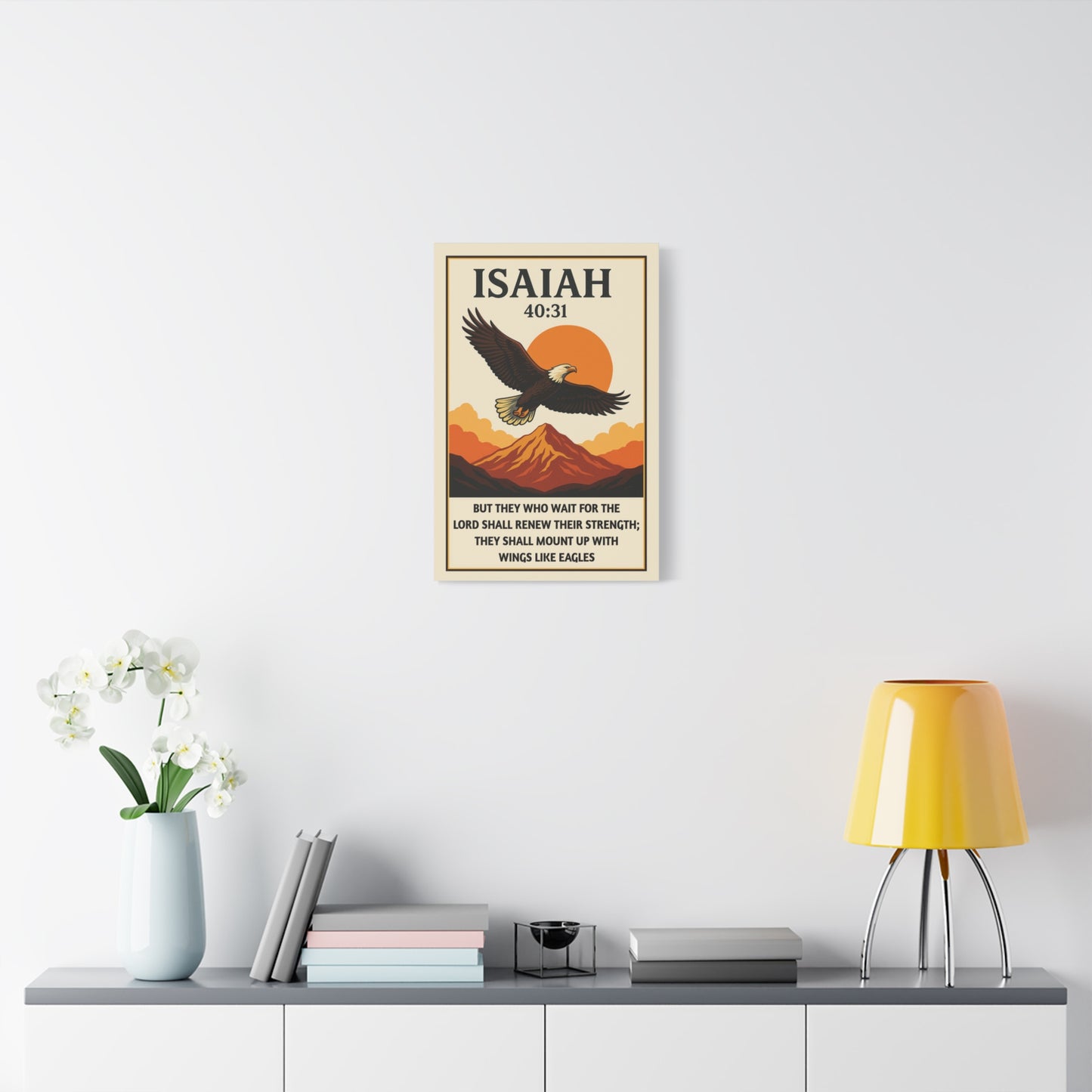 Isaiah 40:31 Canvas Wall Art – Renew Your Strength with Eagle Bible Verse Print