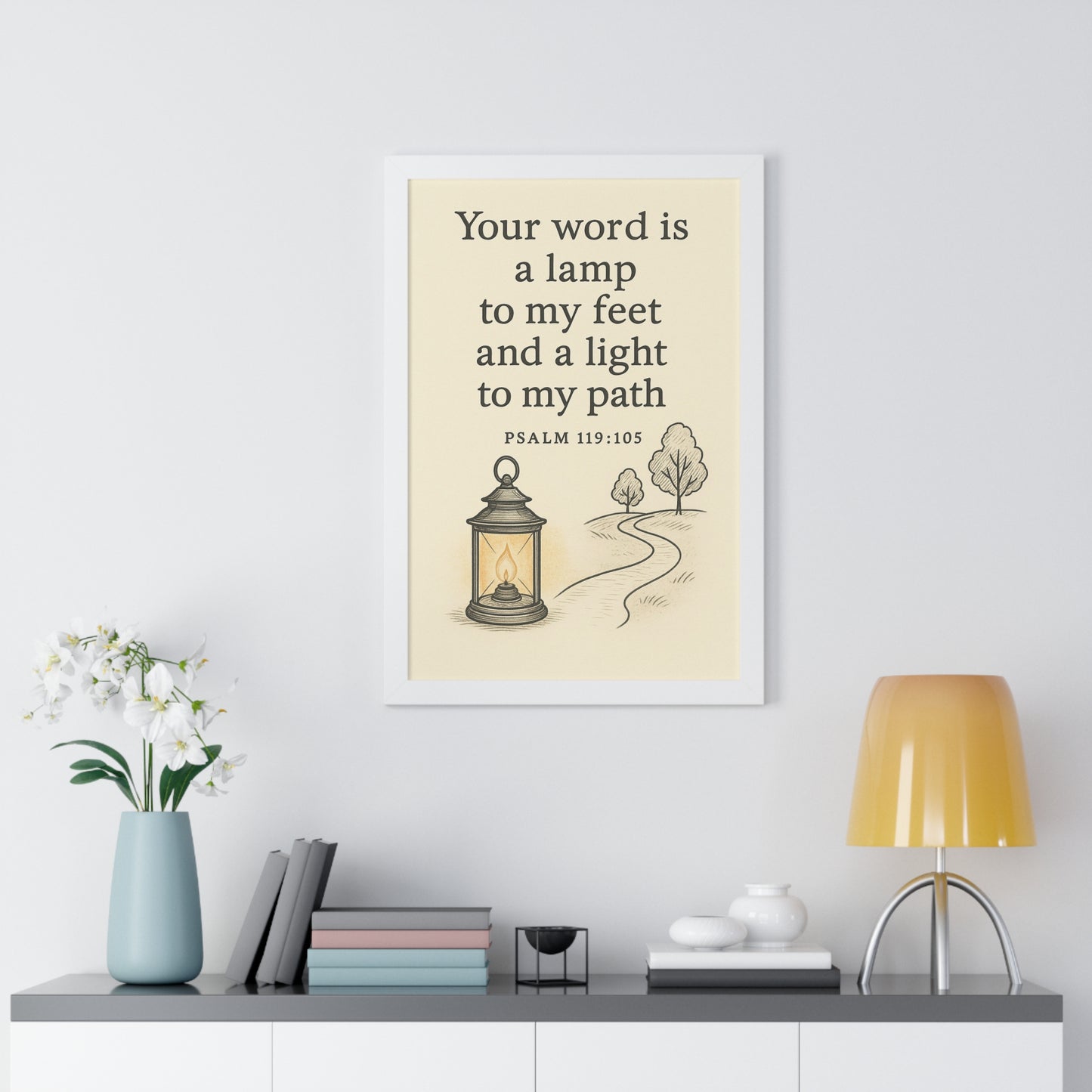 Your Word Is A Lamp To My Feet Psalm 119:105 Framed Vertical Poster