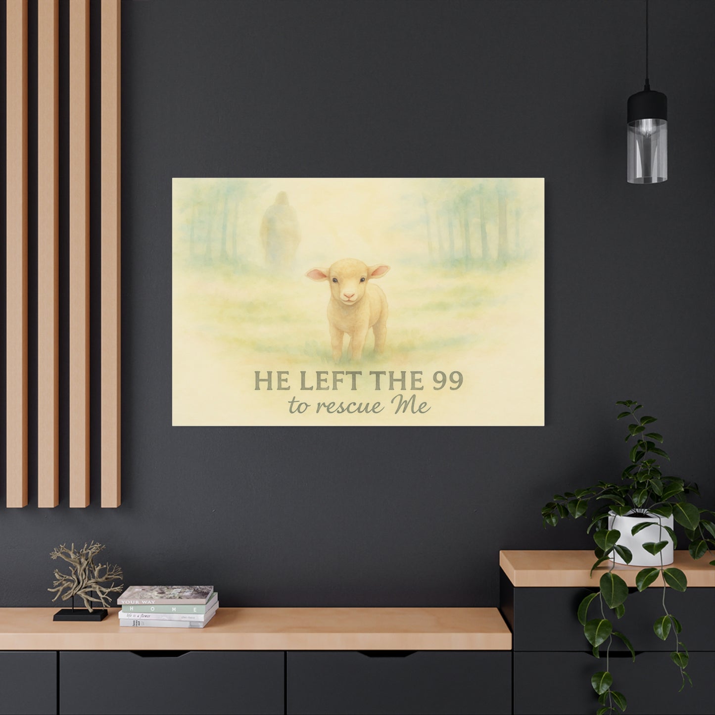 Jesus Leaves the 99 Painting Wall Art – The Lost Sheep Christian Canvas Print