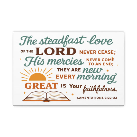 Lamentation 3:22-23 Horizontal Christian Canvas Wall Art