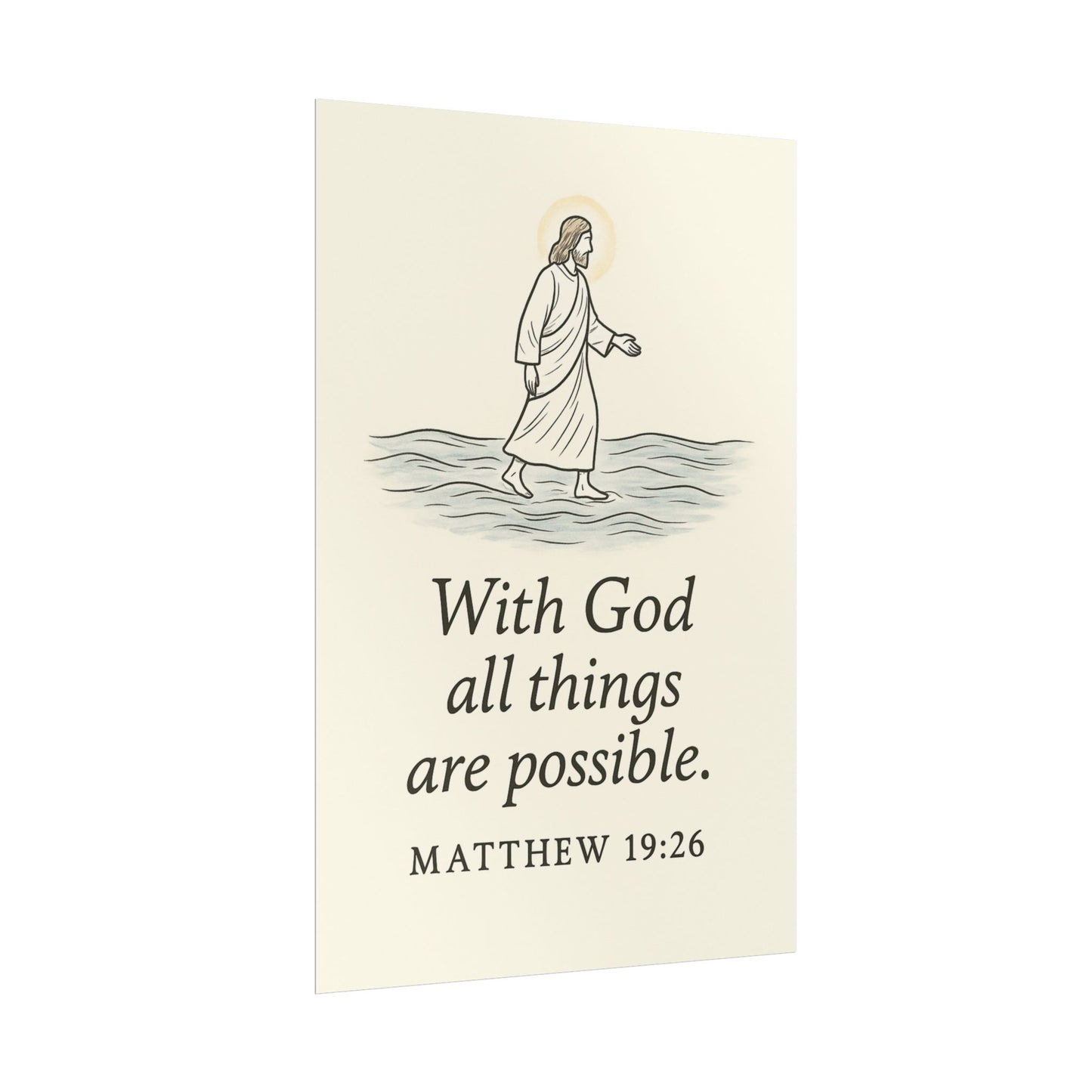 Christian Vertical Poster Matthew 19:26 - With God All Things Are Possible
