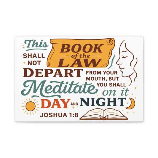 Joshua 1:8 Horizontal Christian Canvas Wall Art
