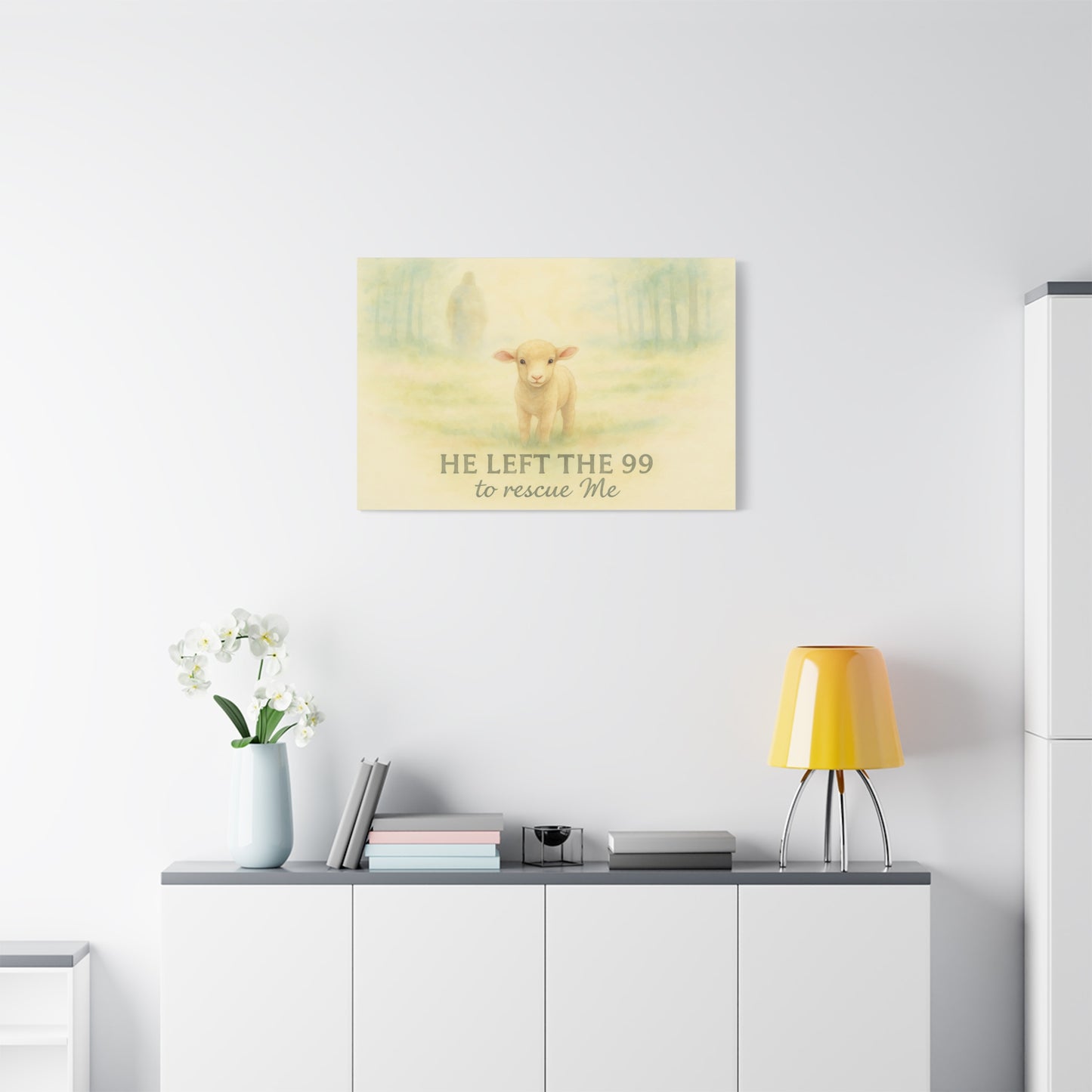 Jesus Leaves the 99 Painting Wall Art – The Lost Sheep Christian Canvas Print