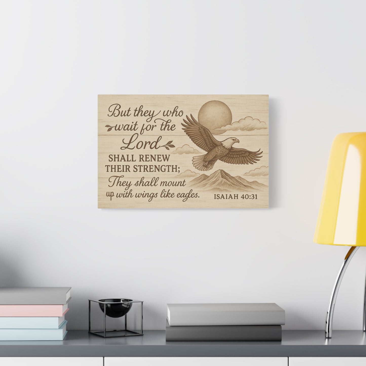 Isaiah 40:31 Canvas Wall Art - Christian Eagle Scripture Decor