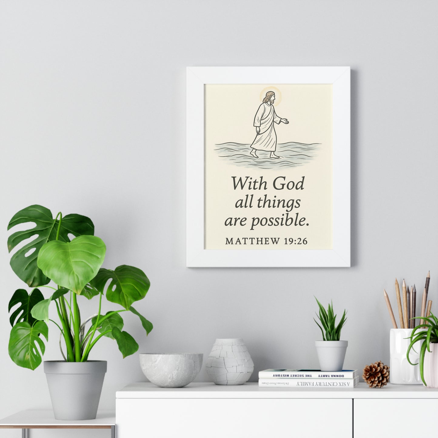 With God All Things Are Possible Matthew 19:26 Framed Vertical Poster