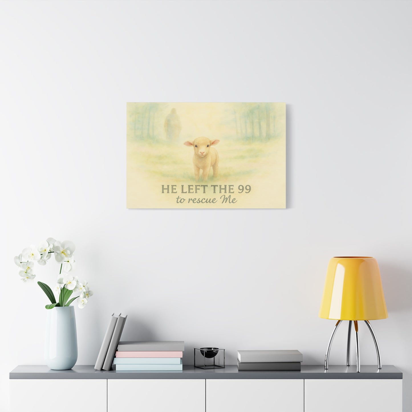 Jesus Leaves the 99 Painting Wall Art – The Lost Sheep Christian Canvas Print