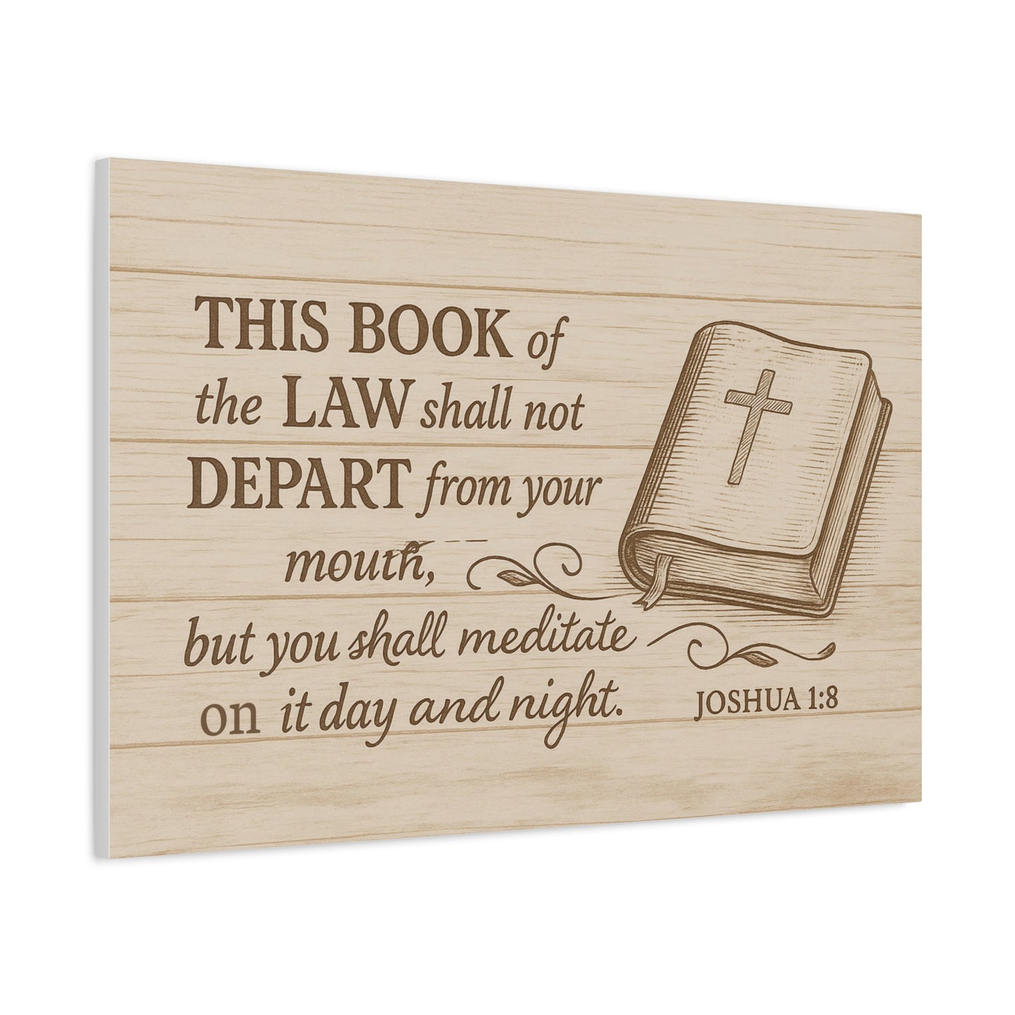 Joshua 1:8 Christian Canvas Wall Art – Bible Verse Wall Decor for Home, Office, or Church