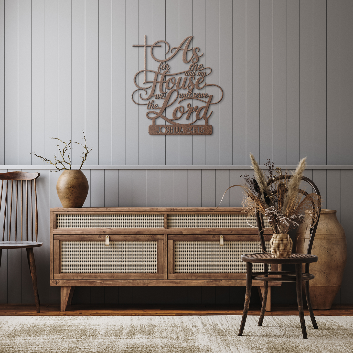 Joshua_18_Christian_Metal_Wall_Art___Copper_Rustic_Hallway_Mockup.png