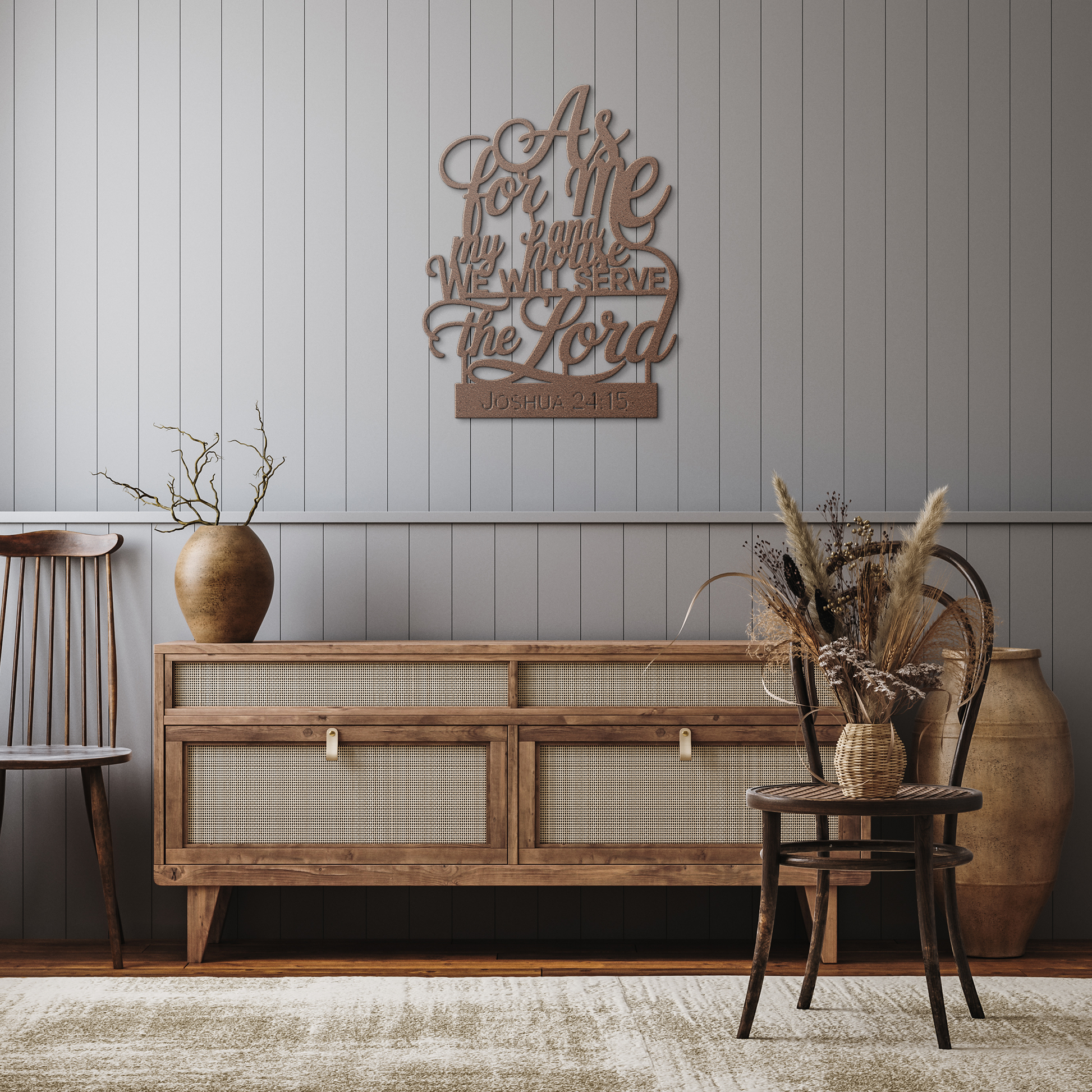 Joshua_18_Christian_Metal_Wall_Art___Copper_Rustic_Hallway_Mockup.png